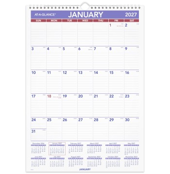 AT-A-GLANCE 2027 Wall Calendar, Monthly, 12" x 17" Planner, Ruled Daily Blocks (PM22827)