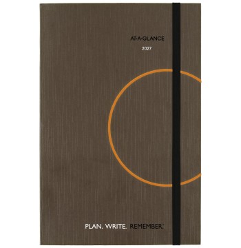AT-A-GLANCE 2027 Planning Notebook, Daily, 5" x 8.25", Plan. Write. Remember., Casebound, Gray (7062013027)