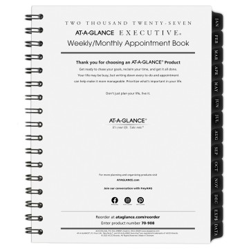 AT-A-GLANCE 2027 Appointment Book Planner Refill, Weekly & Monthly, 6.5" x 8.75", Executive (709081027)