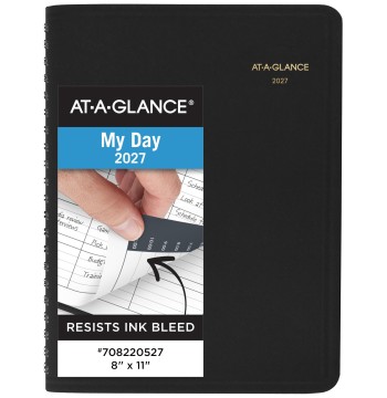 AT-A-GLANCE 2027 Appointment Book Planner, Daily Group Planner, 8" x 11", Four Person, Quarter-Hour, Black (708220527)