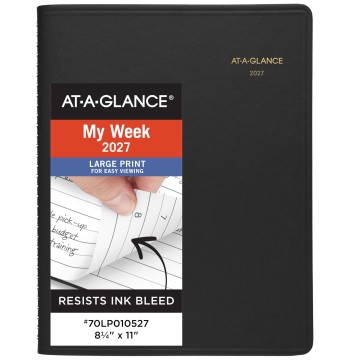 AT-A-GLANCE 2027 Appointment Book Planner, Weekly, 8.25" x 11", Large Print, Black (70LP010527)