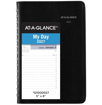 AT-A-GLANCE 2027 Appointment Book Planner, Daily, 5" x 8", Quarter-Hourly, DayMinder, Black (G1000027)