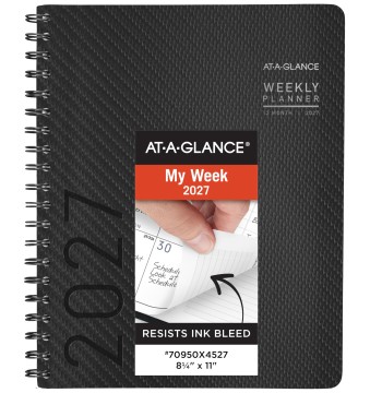 AT-A-GLANCE 2027 Appointment Book Planner, Weekly & Monthly, 8.25" x 11", Half-Hourly, Contemporary, Charcoal (70950X4527)
