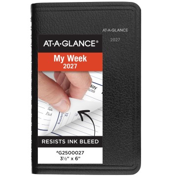 AT-A-GLANCE 2027 Appointment Book Planner, Weekly, 3.5 x 6", Pocket Size, Hourly, DayMinder, Black (G2500027)