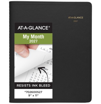 AT-A-GLANCE 2027 Planner, Monthly, 15-Month Jan-Mar, 9" x 11", Unruled Daily Blocks, Black (702600527)