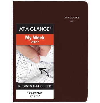 AT-A-GLANCE 2027 Appointment Book Planner, Weekly, 8" x 11", Quarter-Hourly, DayMinder, Burgundy (G5201427)