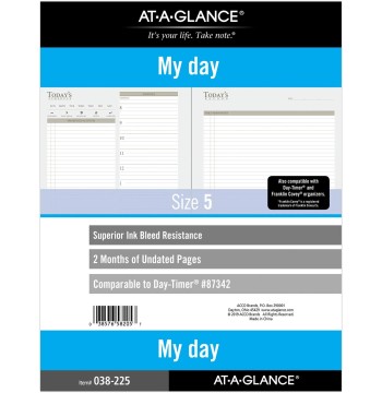 AT-A-Glance Undated Daily Planner Refill, 2 Months, 7-Ring, 8-1/2" x 11", Folio Size, Size 5 (038-225)