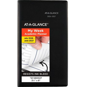 AT-A-GLANCE® DayMinder® Academic 2026-2027 Weekly Planner, Black, Pocket, 3 1/2" x 6"