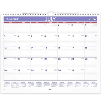 2026-2027 AT-A-GLANCE 15" x 12" Academic Monthly Wall Calendar, Purple/Red (AY8-28-27)