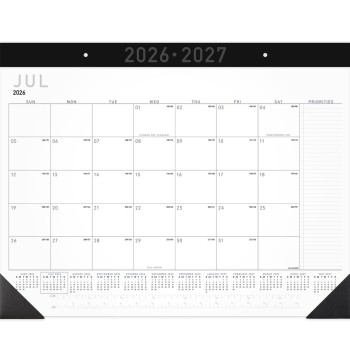 AT-A-GLANCE® Contemporary Academic 2026-2027 Monthly Desk Pad Calendar, Standard, 21 3/4" x 17"