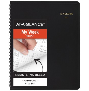 AT-A-GLANCE 2027 Appointment Book Planner, Weekly & Hourly, 13-Month Jan-Jan, 7" x 8.75", Black (708650527)