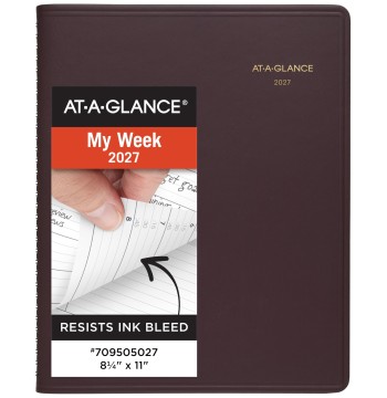 AT-A-GLANCE 2027 Appointment Book Planner, Weekly, 13-Month Jan-Jan, 8.25" x 11", Winestone (709505027)