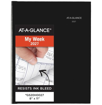 AT-A-GLANCE 2027 Appointment Book Planner, Weekly, 8" x 11", Quarter-Hourly, Hardcover, DayMinder, Black (G520H0027)