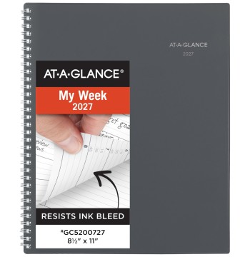AT-A-GLANCE 2027 Appointment Book Planner, Weekly & Monthly, 8.5" x 11", Quarter-Hourly, DayMinder, Gray (GC5200727)