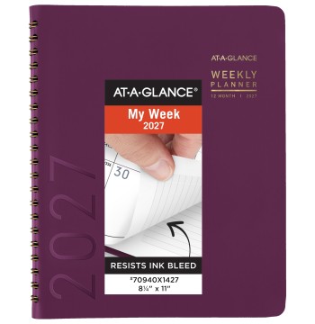 AT-A-GLANCE 2027 Appointment Book Planner, Weekly & Monthly, 8.25" x 11", Half-Hourly, Contemporary, Purple (70940X1427)