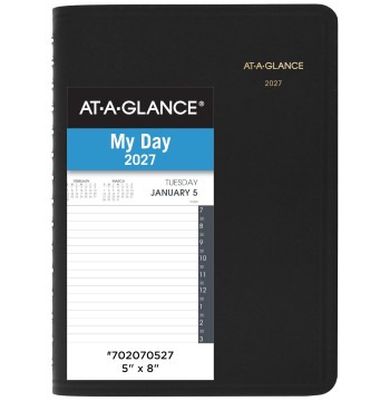 AT-A-GLANCE 2027 Appointment Book Planner, Daily, 5" x 8", Half-Hour, Black (702070527)