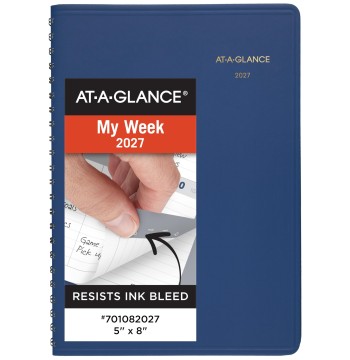 AT-A-GLANCE 2027 Appointment Book Planner, Weekly, 5" x 8", Hourly, Blue (701082027)