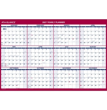 AT-A-GLANCE® 2027 Vertical Horizontal Reversible Erasable Yearly Wall Calendar, Large, 24" x 36"