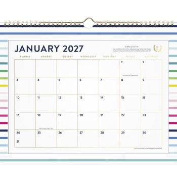 Simplified by Emily Ley for AT-A-GLANCE® 2027 Monthly Wall Calendar, Happy Stripe, Medium, 15" x 12"
