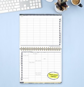 Mead Cambridge® Denim Blooms 2027 Monthly Planner and Notes, Large, 8 1/2" x 11"