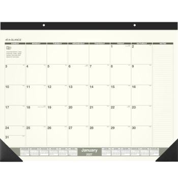 AT-A-GLANCE® 2027 Recycled Monthly Desk Pad Calendar, Standard, 21 3/4" x 17"