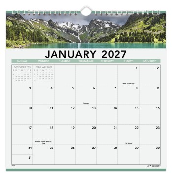 AT-A-GLANCE® 2027 Landscape Monthly Wall Calendar, Medium, 12" x 12"