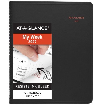 AT-A-GLANCE® 800 Range 2027 Weekly Monthly Planner, Large, Black, 8 1/4" x 11"