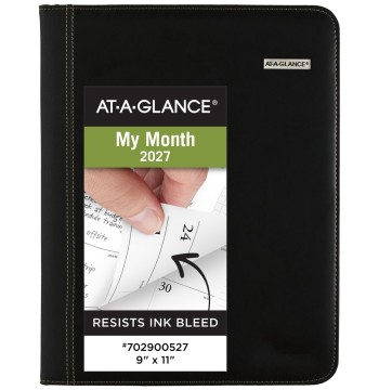 AT-A-GLANCE Executive® 2027 Monthly Padfolio, Black, Large, 9" x 11"