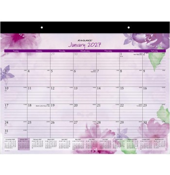 AT-A-GLANCE® Beautiful Day 2027 Monthly Desk Pad Calendar, Standard, 21 3/4" x 17"