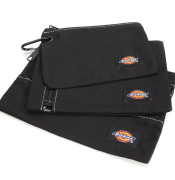 Dickies Set of 3 Small Canvas Utility Pouches, Zippered, for Organizing Small Tools and Fasteners, Black