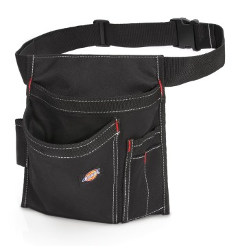 Dickies 5-Pocket Single Side Tool Belt Pouch/Work Apron, Durable Canvas Construction, Adjustable Belt for Custom Fit, Black
