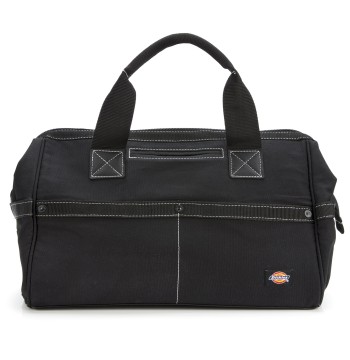 Dickies 16-Inch Durable Canvas Work Bag for Painters, Carpenters, and Builders, Heavy-Duty Zipper, Reinforced Handles, Exterior Pockets, Black