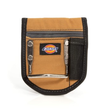 Dickies 2-Compartment Hammer Holder for Tool and Work Belts, Durable Canvas, Includes Tool Loop and Pocket, Fits up to 4.5-inch Belts, Tan/Grey