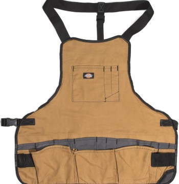 Dickies 16-Pocket Workshop Bib Apron, Durable Canvas Construction, Reinforced Edges, Adjustable Belt, Grey/Tan