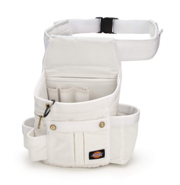 Dickies 8-Pocket Padded Tool Belt/Utility Pouch for Painters, Carpenters, and Builders, Adjustable 3-Inch Belt, Durable Canvas Construction, White
