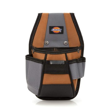 Dickies 4-Pocket Rigid Tool Pouch with Tape Clip, Universal-fit Steel Clip for Tool Belt, Tunnel Loop
