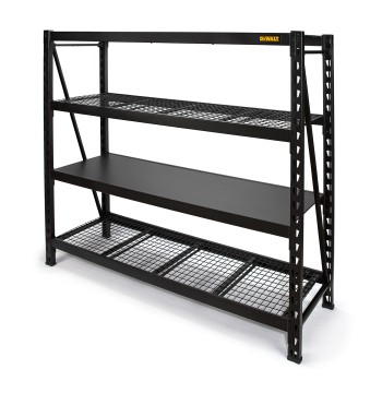 DEWALT 6-Foot Tall, 4 Shelf Steel Wire Deck Industrial Storage Rack, Adjustable for Custom Workshop/Garage Storage Solutions, Total Capacity: 10,000 lbs. (DXST10000BLK)