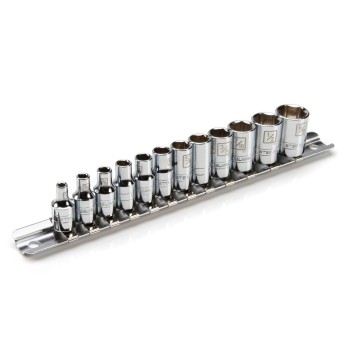 12-Piece 1/4-Inch Drive Shallow Depth 6-Point Chrome SAE Socket Set