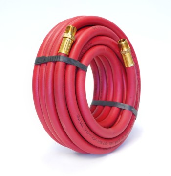 30-Foot Long Rubber 3/8IN ID AIR Hose with 3/8IN NPT Brass Fittings