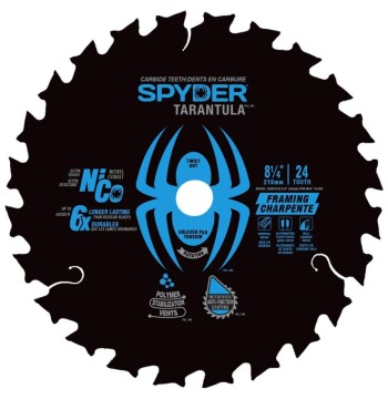 SM Products 135725 8.25 in. 24 Teeth Spyder Tarantula Framing Circular Saw Blade - Clamshell