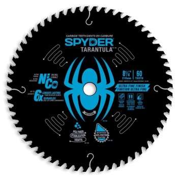 SM Products 135724 8.25 in. 60 Teeth Spyder Tarantula Fine Finish Circular Saw Blade - Clamshell