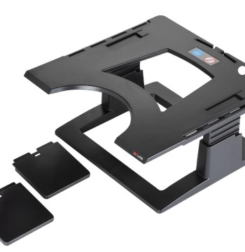 3M Adjustable Laptop Stand, Raise Screen Height to Reduce Neck Strain, 3" Height Adjustment, Large Platform for Docking Station, Non-Skid Base Keeps Laptop Secure, Cable Management, Black (LX500)