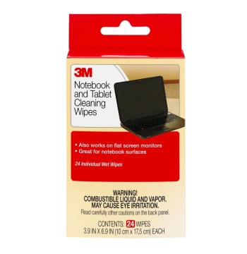 3M Notebook Screen Cleaning Wipes, 3.9 x 6.9 Inches (CL630), White, 24 individual wet wipes (Packaging may vary)