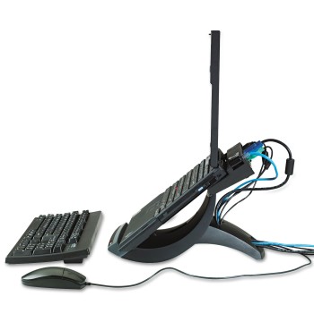 3M Vertical Notebook Computer Riser With Cable Management, 9" X 12" X 6.5" To 9.5", Black/charcoal Gray, Supports 20 Lbs