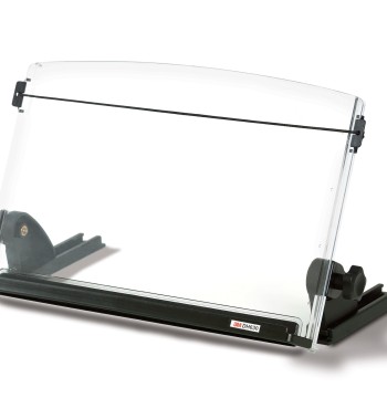 3M Adjustable Document Copy Holder, Inline with Monitor Minimizing Head and Neck Movement, 150 Capacity Holds Sheets to Books, Elastic Guide Keeps Pages Open, 14" Wide, Black (DH630) - Black/Clear