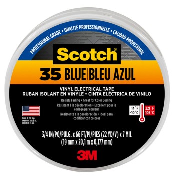 3M Company Electrical Tape, Blue Vinyl, Professional Grade, 3/4-In. x 66-Ft.