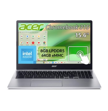 Acer Chromebook 315 CB315-5HT-C66N 15.6" Touchscreen Chromebook - Full HD - 60 Hz - Intel N-Series N100-8 GB - 64 GB Flash Memory - English (US) Keyboard - Silver